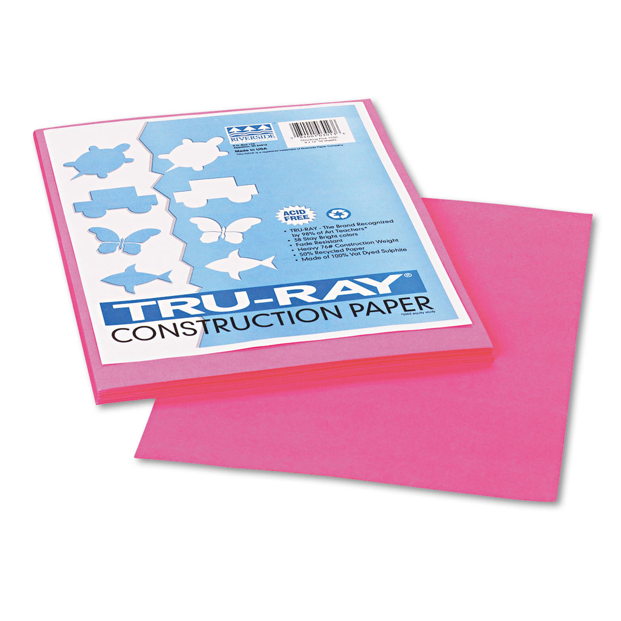 Pacon Tru-Ray Construction Paper, 76 lb Text Weight, 9 x 12, Shocking Pink, 50/Pack (103013)