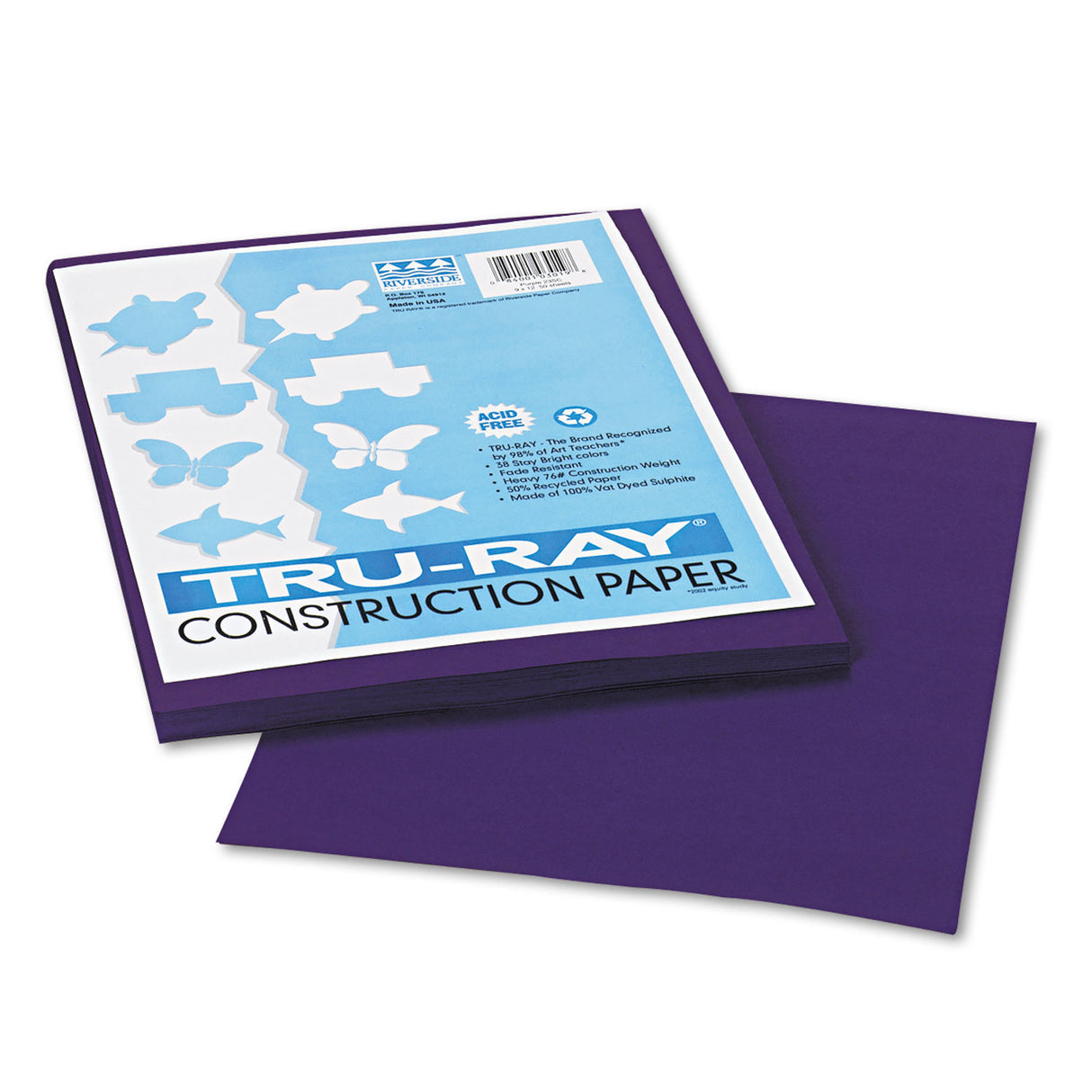 Pacon Tru-Ray Construction Paper, 76 lb Text Weight, 9 x 12, Purple, 50/Pack (103019)