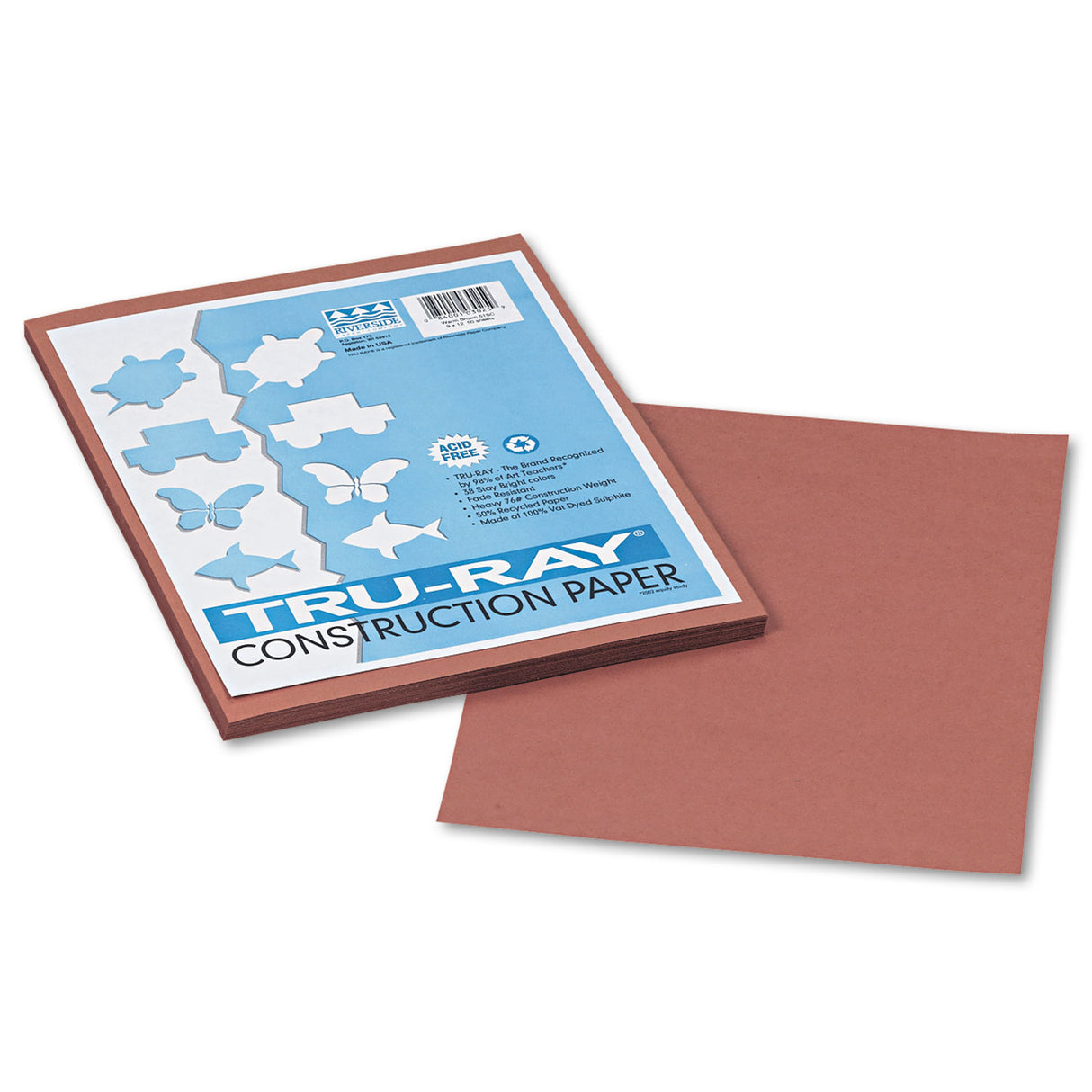 Pacon Tru-Ray Construction Paper, 76 lb Text Weight, 9 x 12, Warm Brown, 50/Pack (103025)