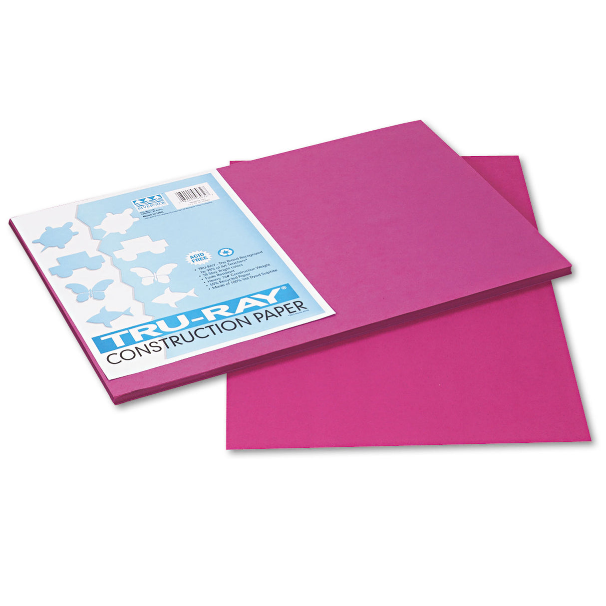 Pacon Tru-Ray Construction Paper, 76 lb Text Weight, 12 x 18, Magenta, 50/Pack (103032)