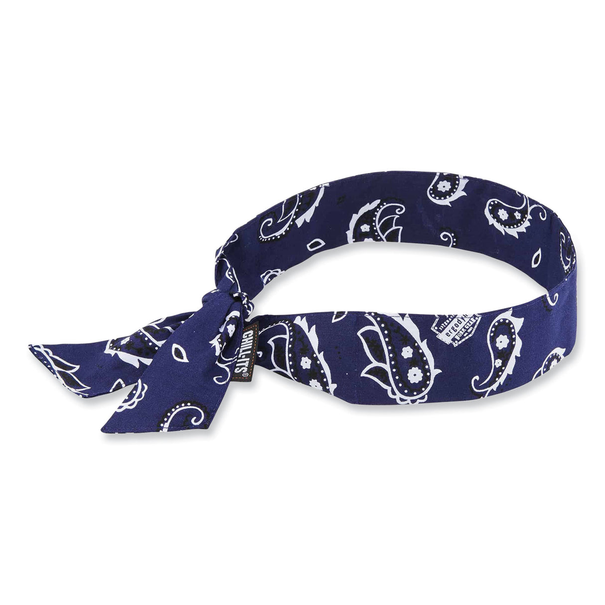 ergodyne Chill-Its 6700 Cooling Bandana Polymer Tie Headband, One Size Fits Most, Navy Western (12306)