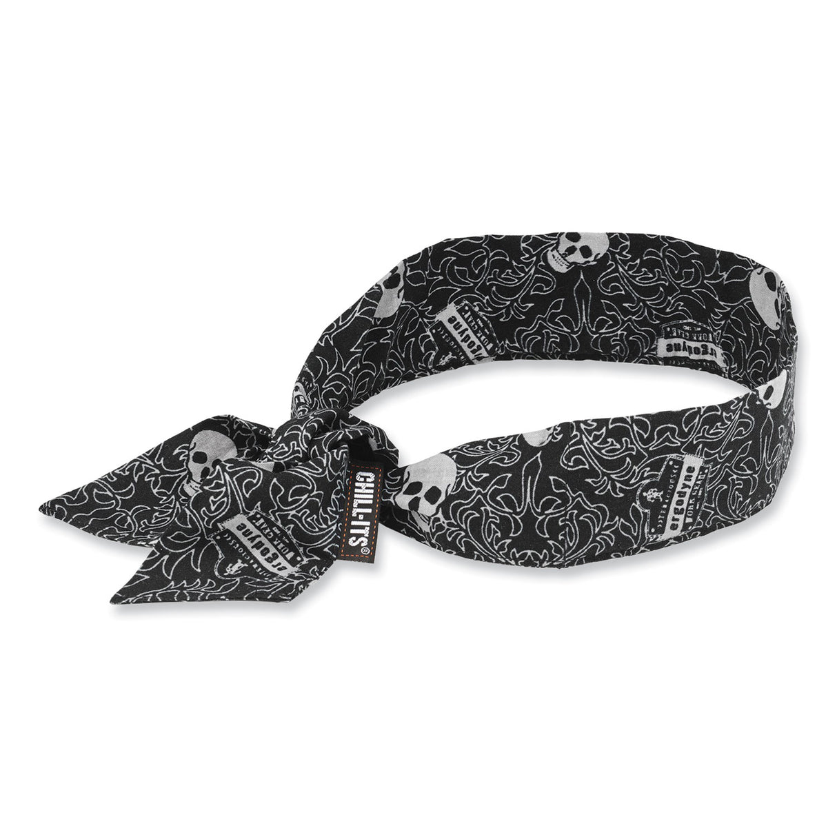 ergodyne Chill-Its 6700 Cooling Bandana Polymer Tie Headband, One Size Fits Most, Skulls (12329)