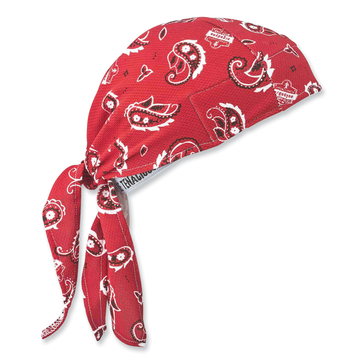 ergodyne Chill-Its 6615 High-Performance Bandana Doo Rag with Terry Cloth Sweatband, One Size Fits Most, Red Western (12479)