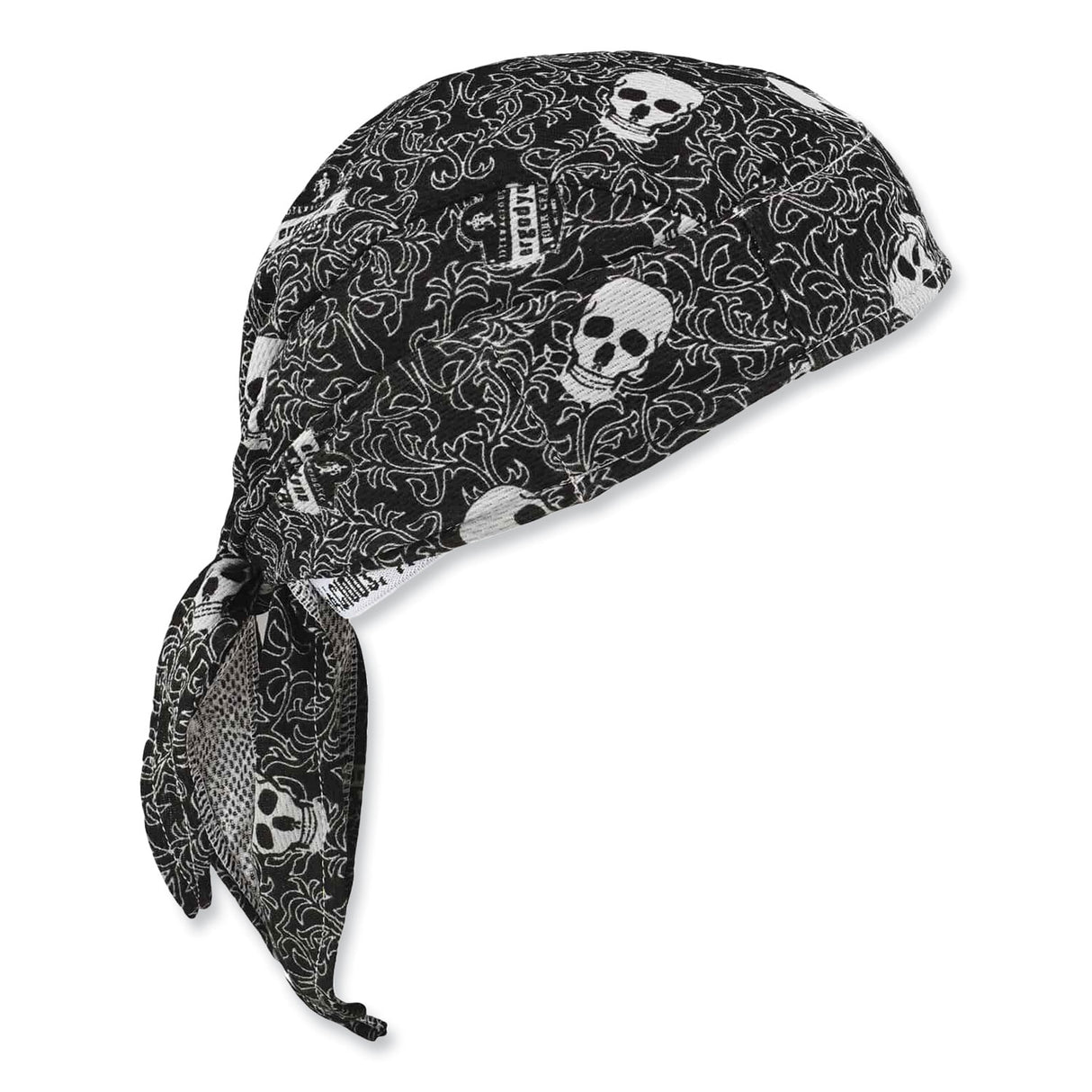 ergodyne Chill-Its 6615 High-Performance Bandana Doo Rag with Terry Cloth Sweatband, One Size Fits Most, Skulls (12519)