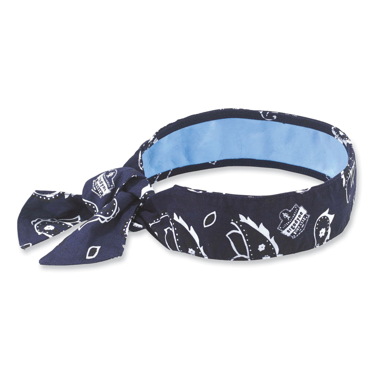 ergodyne Chill-Its 6700CT Cooling Bandana PVA Tie Headband, One Size Fits Most, Navy Western (12564)