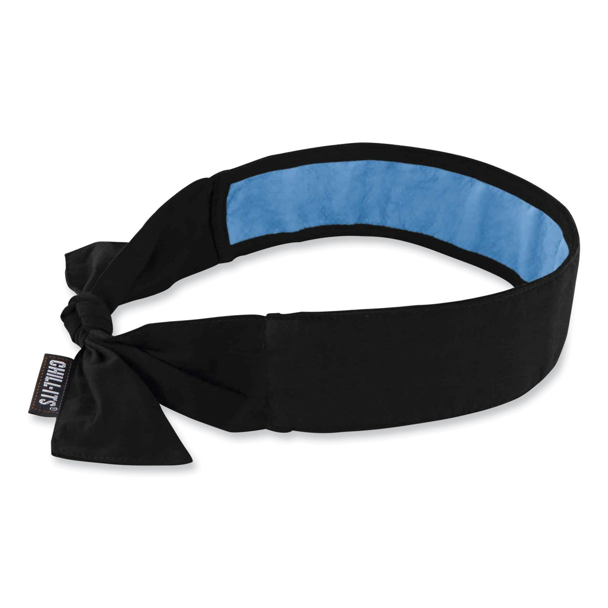 ergodyne Chill-Its 6700CT Cooling Bandana PVA Tie Headband, One Size Fits Most, Black (12565)