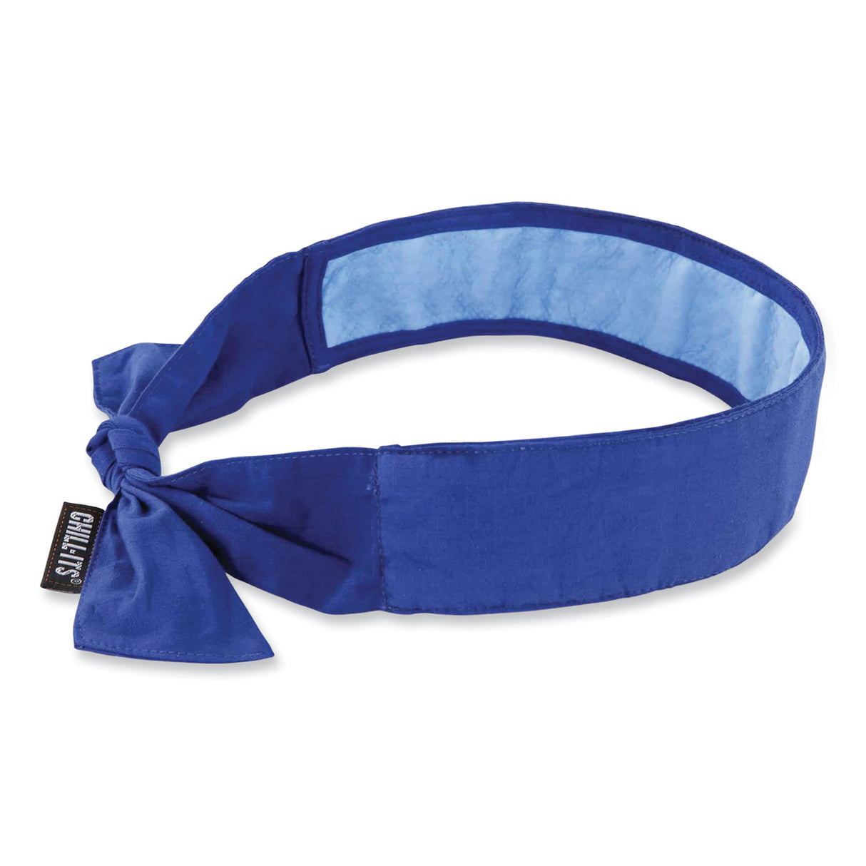 ergodyne Chill-Its 6700CT Cooling Bandana PVA Tie Headband, One Size Fits Most, Solid Blue (12567)