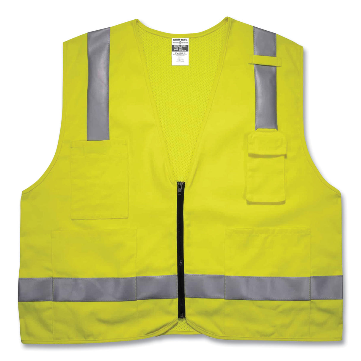 ergodyne GloWear 8262FRZ Class 2 FR Surveyor Zip Vest, Tencel/Modacrylic/Para-aramid/Kevlar, 2X-Large/3X-Large, Lime (21487)