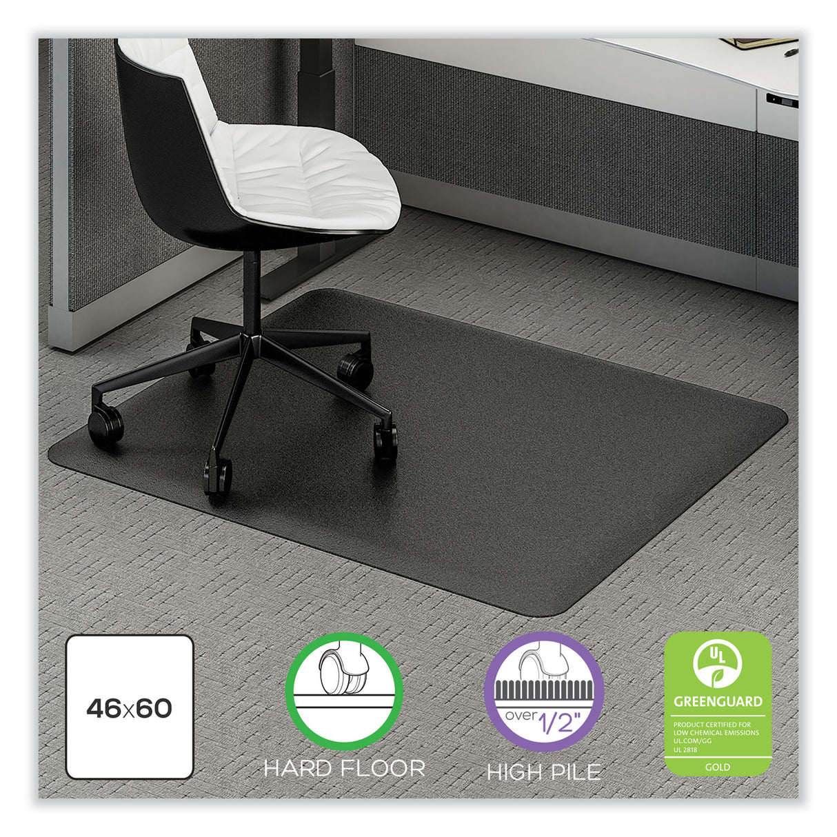 Deflecto Ergonomic Sit Stand Mat, 60 x 46, Black (CM24442BLKSS)