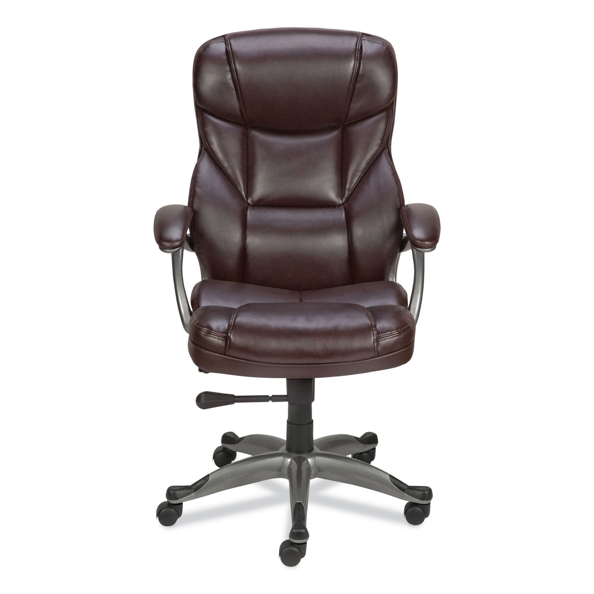 Alera Birns Series High-Back Task Chair, Supports Up to 250 lb, 18.11" to 22.05" Seat Height, Brown Seat/Back, Chrome Base (ALEBN41B59)