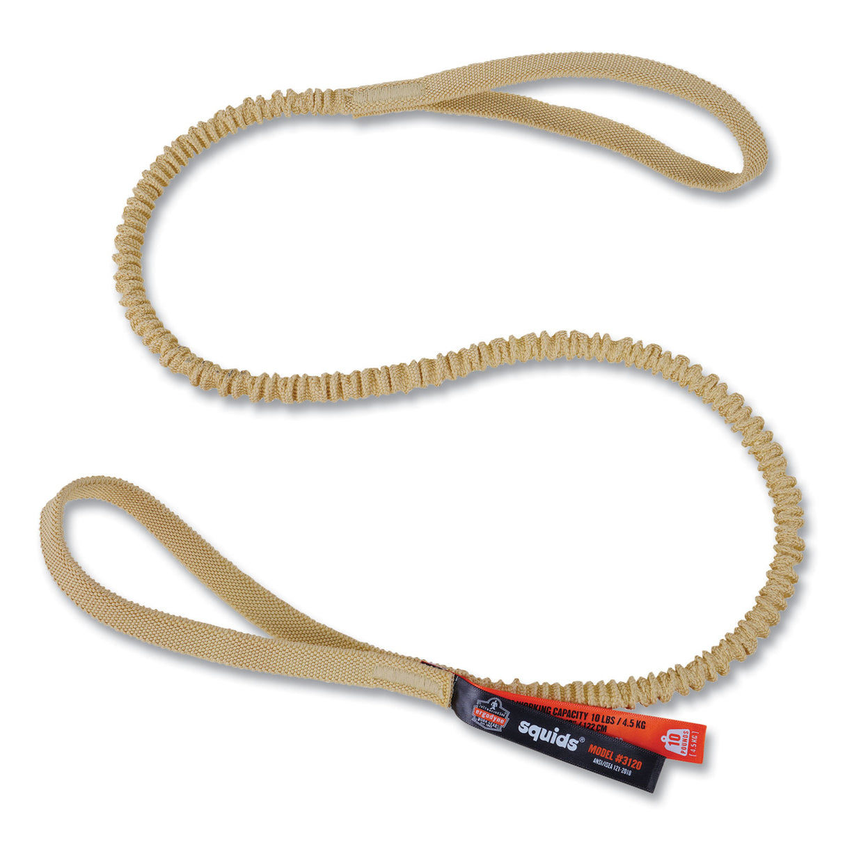 ergodyne Squids 3120 Burn + CR Aramid Tool Lanyard with Loop Ends, 10 lb Max Working Capacity, 38" to 48" Long, Yellow (19720)