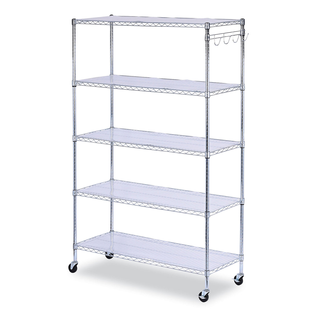 Alera 5-Shelf Wire Shelving Kit with Casters and Shelf Liners, 48w x 18d x 72h, Silver (ALESW654818SR)
