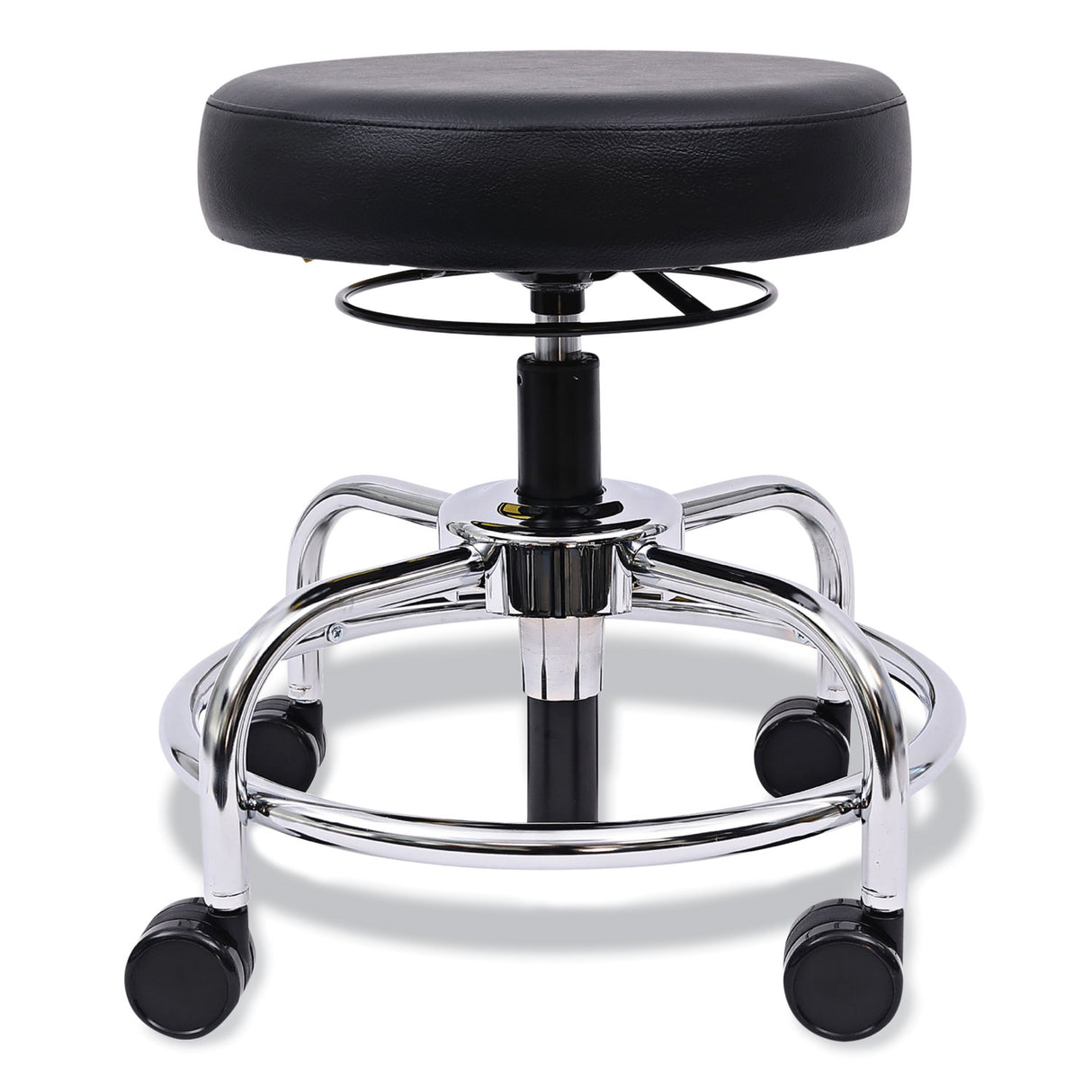 Alera HL Series Height-Adjustable Utility Stool, Backless, Supports Up to 300 lb, 24" Seat Height, Black Seat, Chrome Base (ALECS614)
