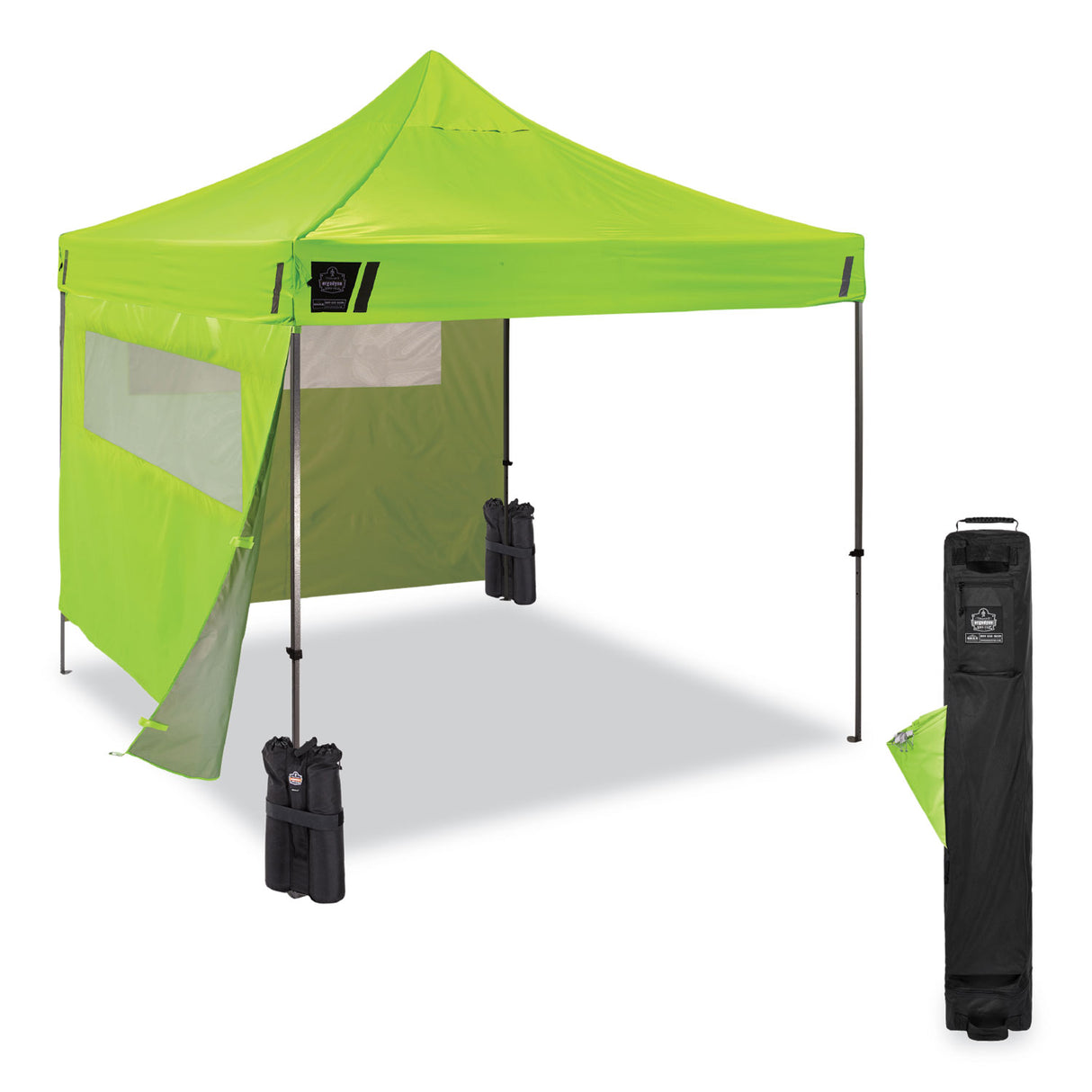 ergodyne Shax 6052 Heavy-Duty Tent Kit + Mesh Windows, Single Skin, 10 ft x 10 ft, Polyester/Steel, Lime (12983)