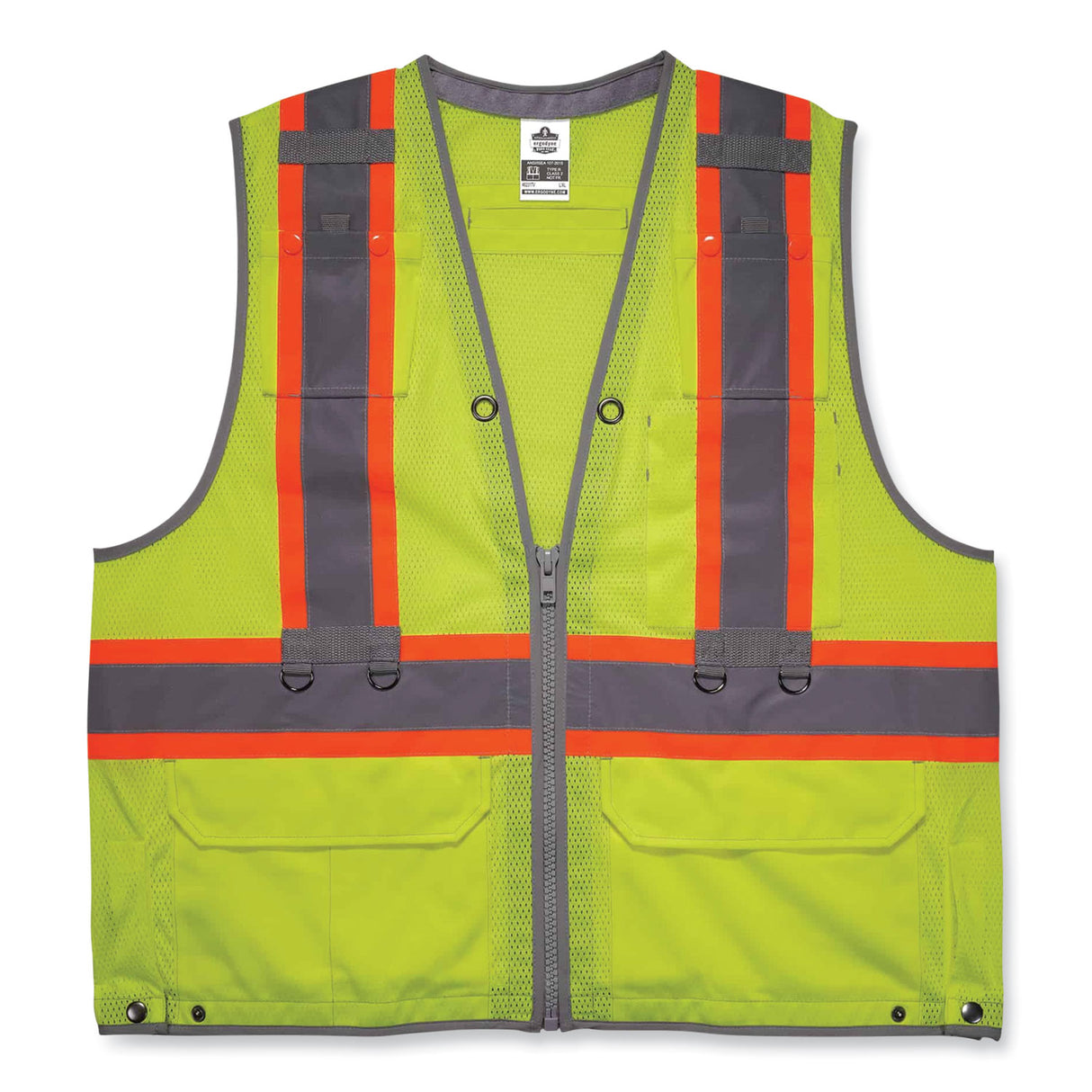 ergodyne GloWear 8231TVK Class 2 Hi-Vis Tool Tethering Safety Vest Kit, Polyester, 4X-Large/5X-Large, Lime (24189)
