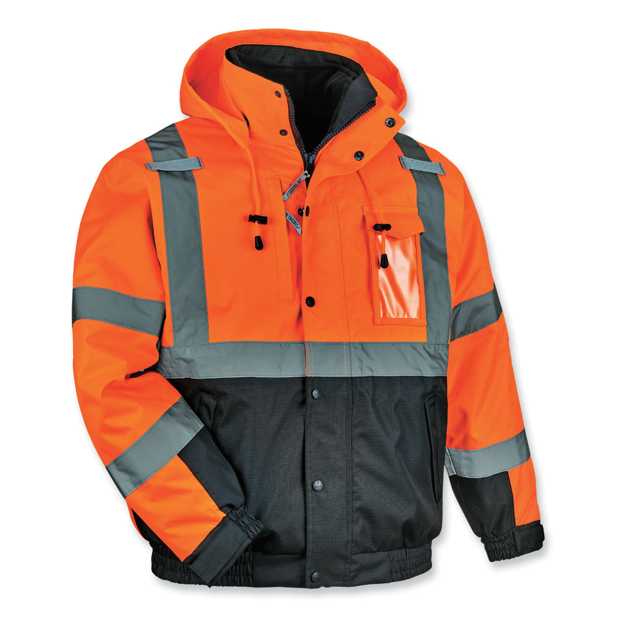 ergodyne GloWear 8381 Class 3 Hi-Vis 4-in-1 Quilted Bomber Jacket, Orange, X-Large (25585)
