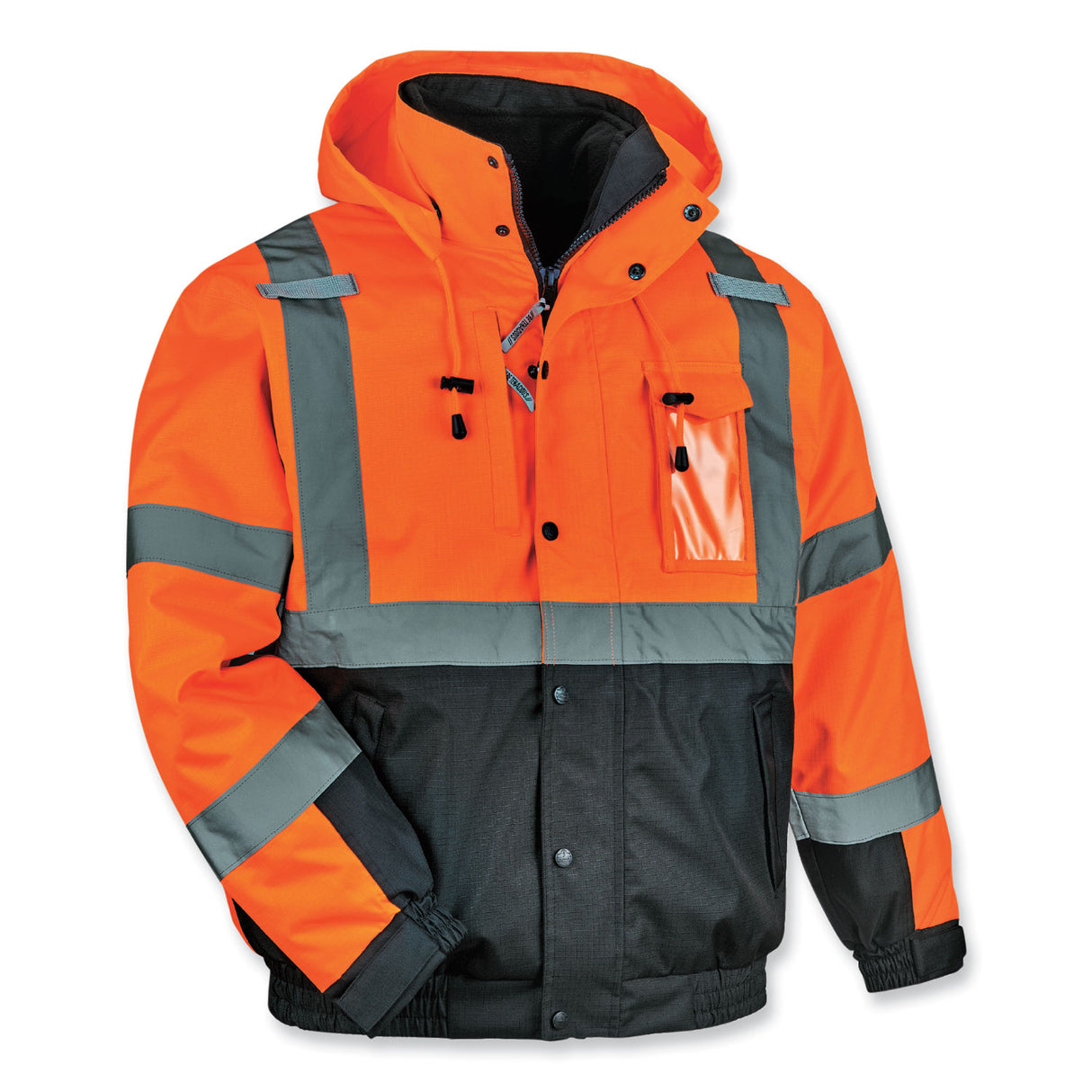 ergodyne GloWear 8381 Class 3 Hi-Vis 4-in-1 Quilted Bomber Jacket, Orange, 4X-Large (25588)