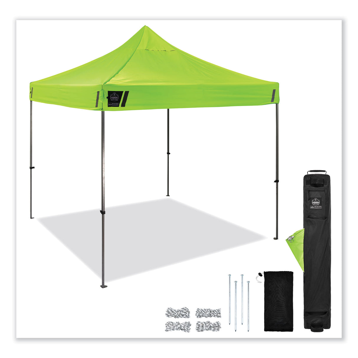 ergodyne Shax 6000 Heavy-Duty Pop-Up Tent, Single Skin, 10 ft x 10 ft, Polyester/Steel, Lime (12900)