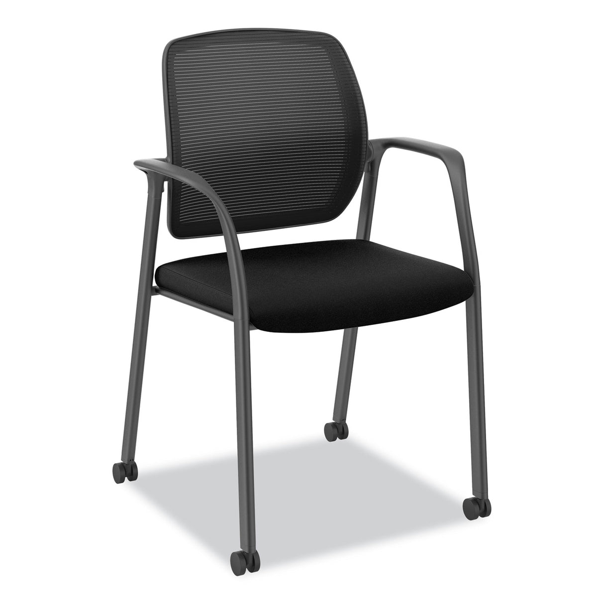 HON Nucleus Series Recharge Guest Chair, Supports Up to 300 lb, 17.62" Seat Height, Black Seat/Back, Black Base (NR6FMC10P71)