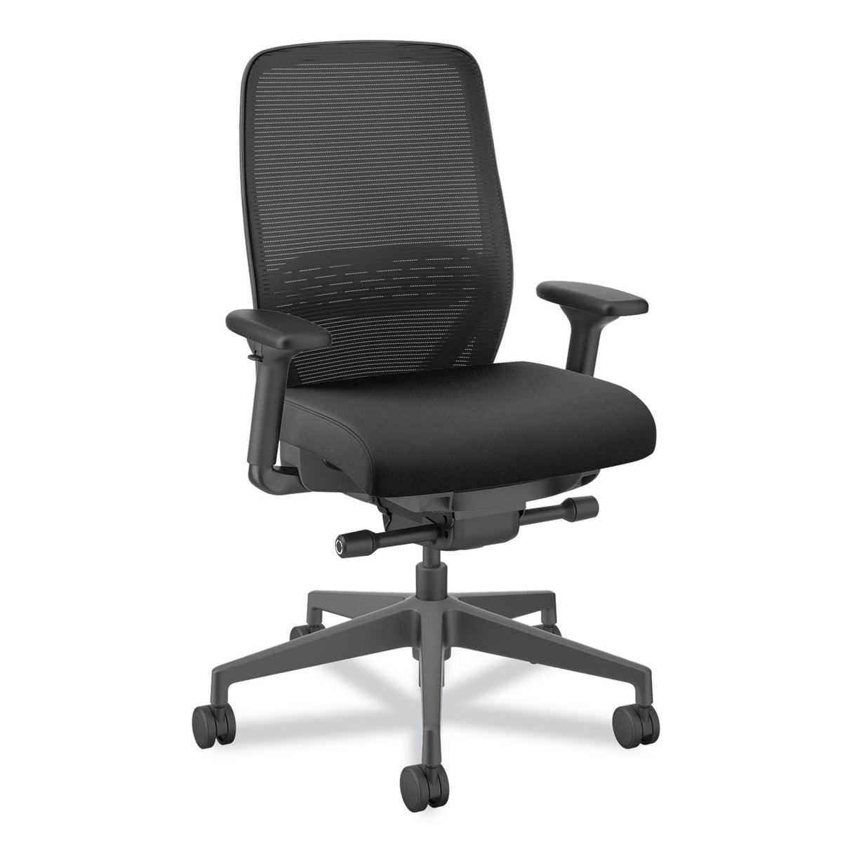 HON Nucleus Series Recharge Task Chair, Supports Up to 300 lb, 16.63 to 21.13 Seat Height, Black Seat/Back, Black Base (NR12SAMC10BT)