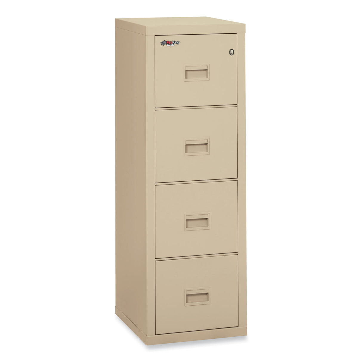FireKing Compact Turtle Insulated Vertical File, 1-Hour Fire Protection, 4 Legal/Letter File Drawer, Parchment, 17.75 x 22.13 x 52.75 (4R1822CPA)