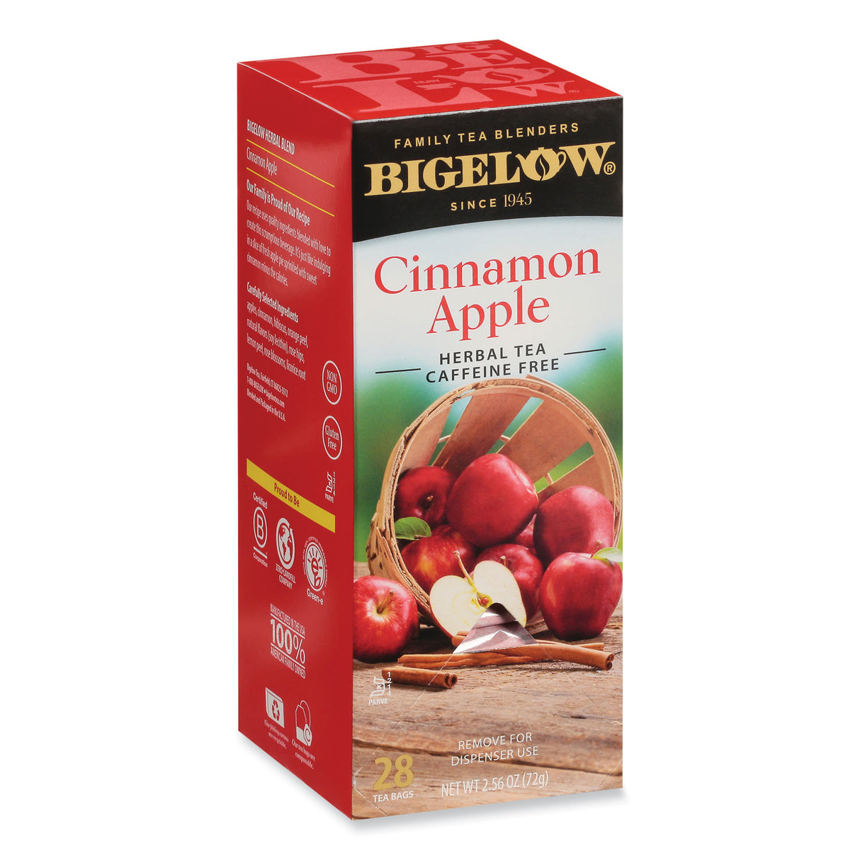 Bigelow Apple Cinnamon Herbal Tea, 0.09 Tea Bag, 28/Box (RCB11397)