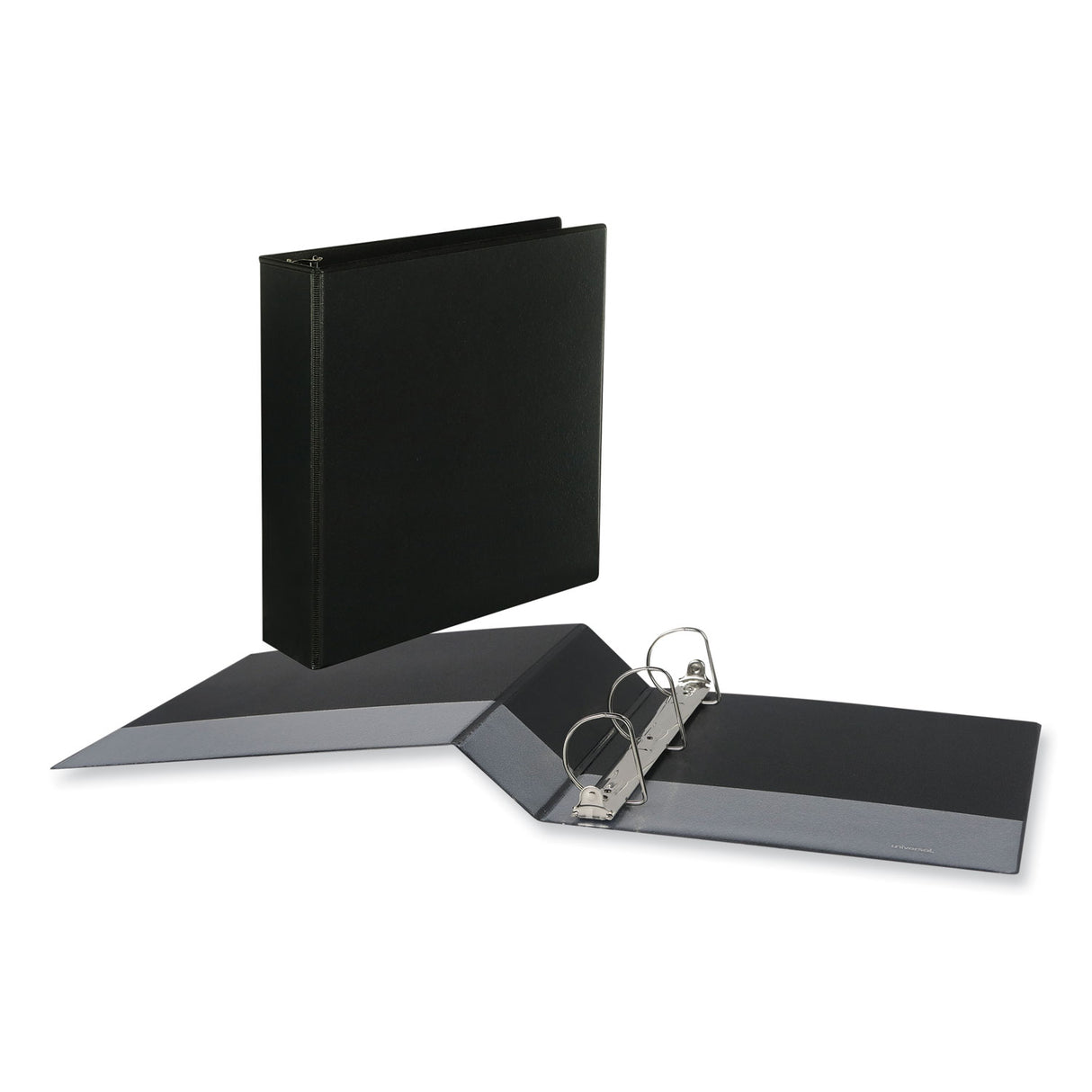Universal Slant D-Ring View Binder, 3 Rings, 2" Capacity, 11 x 8.5, Black, 6/Carton (UNV20745PK)