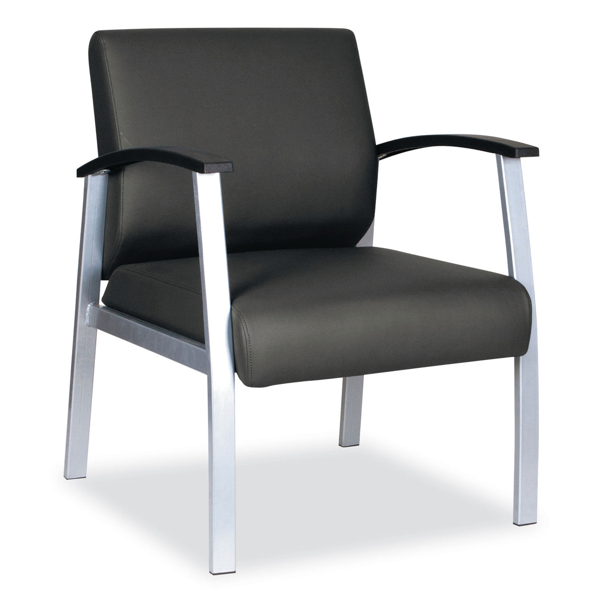 Alera metaLounge Series Mid-Back Guest Chair, 24.6" x 26.96" x 33.46", Black Seat, Black Back, Silver Base (ALEML2319)