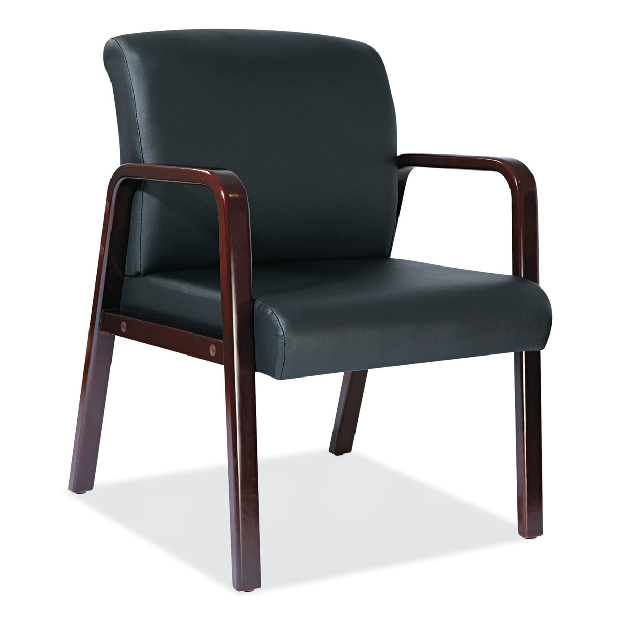 Alera Reception Lounge WL Series Guest Chair, 24.21" x 24.8" x 32.67", Black Seat, Black Back, Mahogany Base (ALERL4319M)