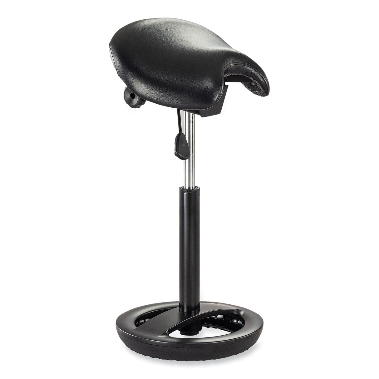 Safco Twixt Extended-Height Saddle Seat Stool, Backless, Supports Up to 300 lb, 22.9" to 32.7" Seat Height, Black Seat (3006BV)
