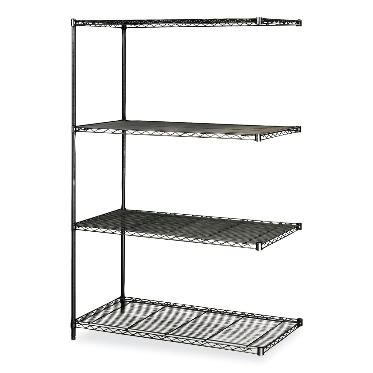 Safco Industrial Add-On Unit, Four-Shelf, 48w x 24d x 72h, Steel, Black (5295BL)