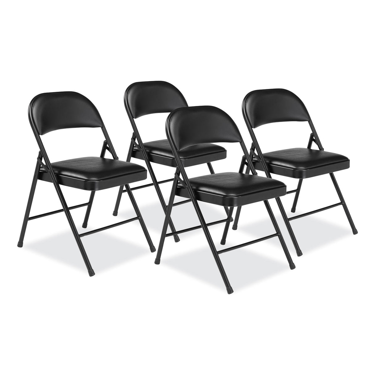 BASICS by NPS 950 Series Vinyl Padded Steel Folding Chair, Supports Up to 250 lb, 17.75" Seat Height, Black, 4/Carton