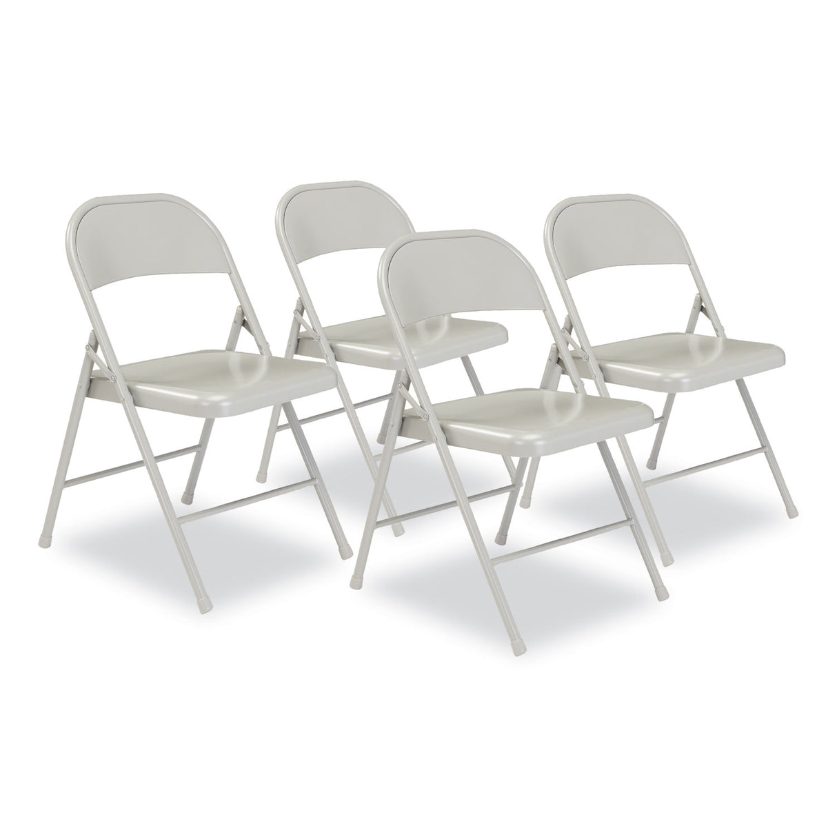 BASICS by NPS 900 Series All-Steel Folding Chair, Supports Up to 250 lb, 17.75" Seat Height, Gray Seat, Gray Back, Gray Base, 4/Cartpn (902)