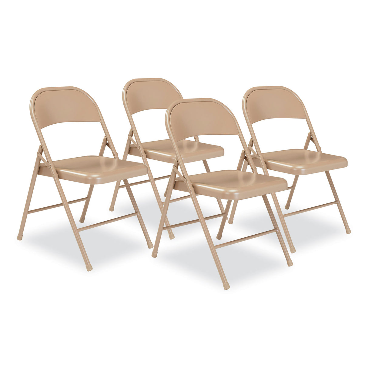 BASICS by NPS 900 Series All-Steel Folding Chair, Supports Up to 250 lb, 17.75" Seat Height, Beige Seat, Beige Back, Beige Base, 4/Carton (901)