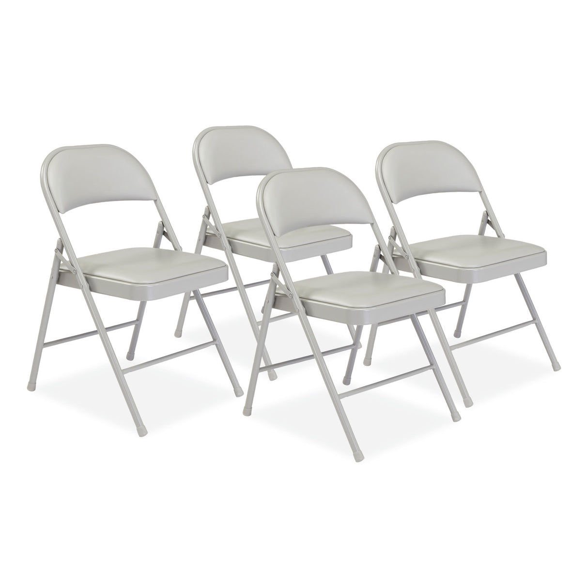 BASICS by NPS 950 Series Vinyl Padded Steel Folding Chair, Supports Up to 250 lb, 17.75" Seat Height, Gray, 4/Carton (952)