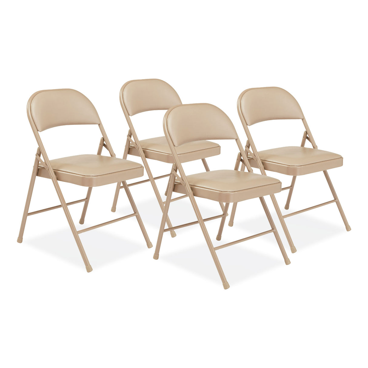 BASICS by NPS 950 Series Vinyl Padded Steel Folding Chair, Supports Up to 250 lb, 17.75" Seat Height, Beige, 4/Carton (951)