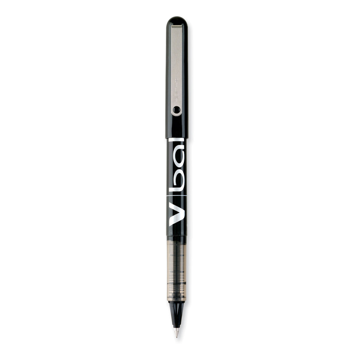 Pilot VBall Liquid Ink Roller Ball Pen, Stick, Extra-Fine 0.5 mm, Black Ink, Black/Clear Barrel, Dozen (35200)