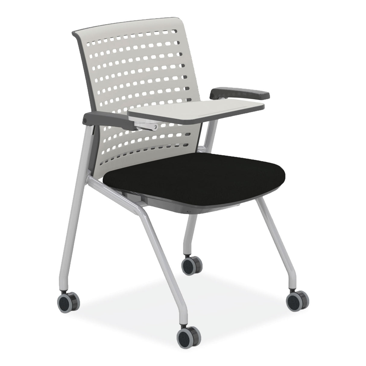 Safco Thesis Training Chair with Static Back and Tablet, Supports Up to 250 lb, 18" Seat Height, Black Seat,Gray Back, Gray Base (KTS3SGBLK)