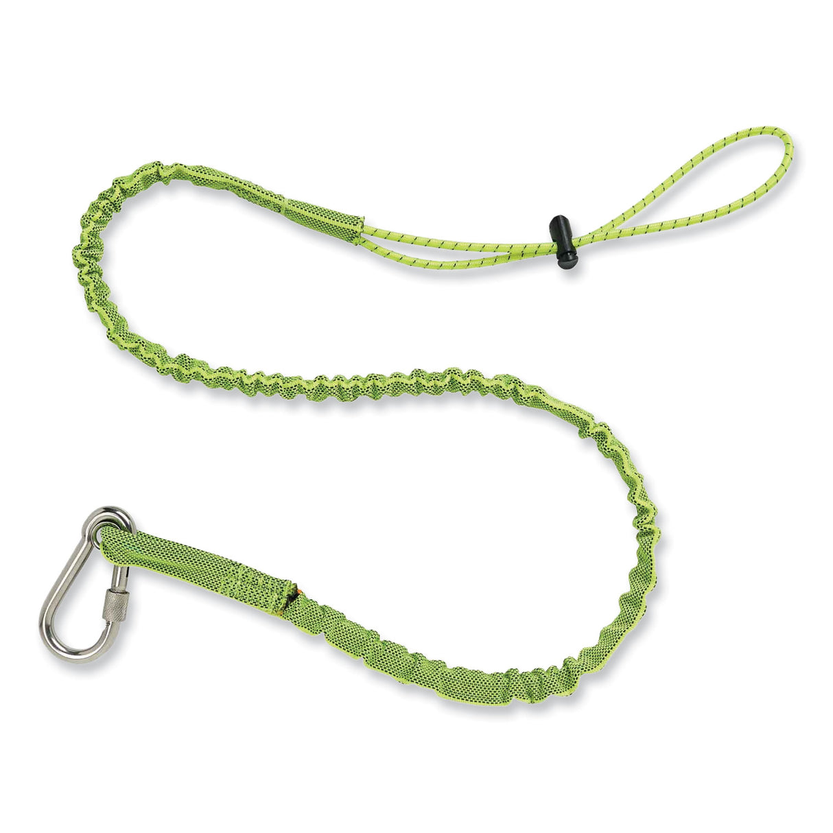 ergodyne Squids 3101 Lanyard with Stainless Steel Carabiner + Cinch-Loop, 15 lb Max Working Capacity, 35" to 45" Long, Lime (19007)