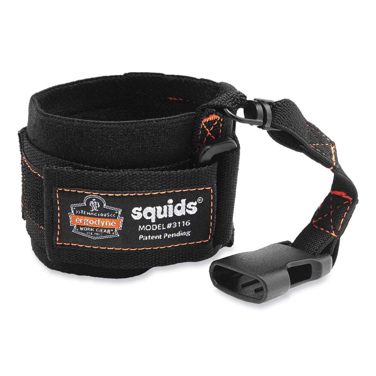 ergodyne Squids 3116 Pull-On Wrist Lanyard with Buckle, 3 lb Max Working Capacity, 7.5" Long, Black (19057)