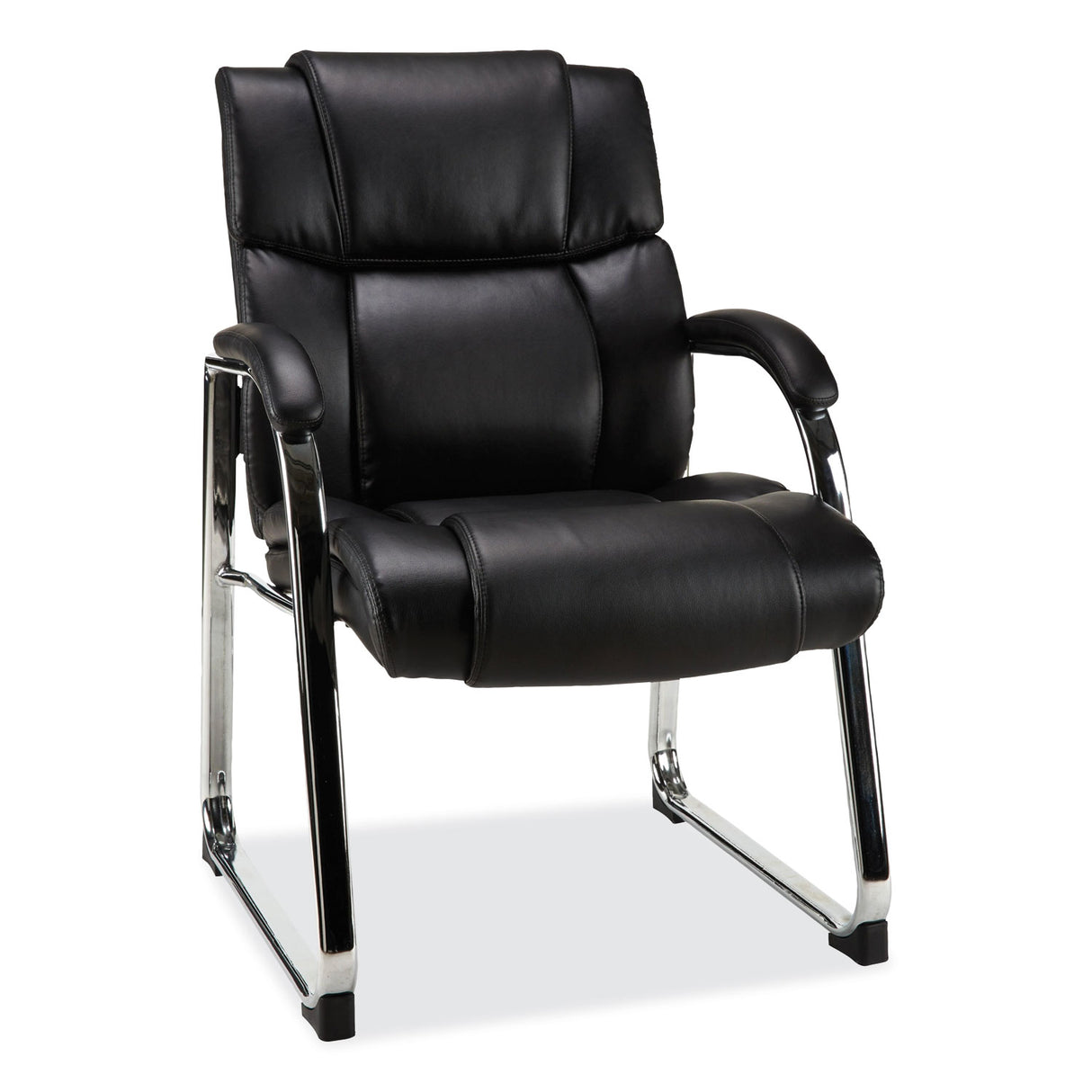 Alera Hildred Series Guest Chair, 25" x 28.94" x 37.8", Black Seat, Black Back, Chrome Base (ALEHD4319)