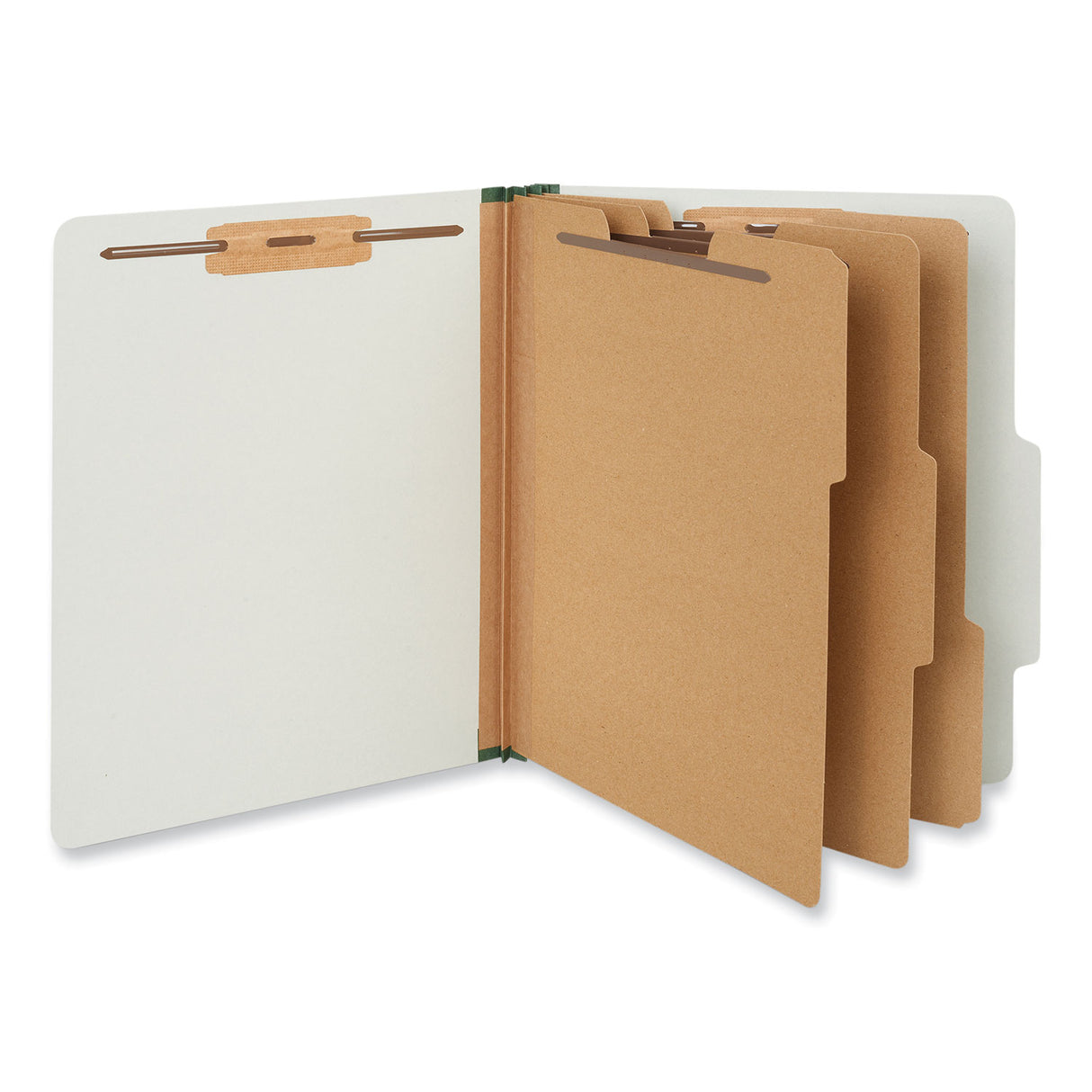 Universal Eight-Section Pressboard Classification Folders, 3" Expansion, 3 Dividers, 8 Fasteners, Letter Size, Gray Exterior, 10/Box (UNV10292)