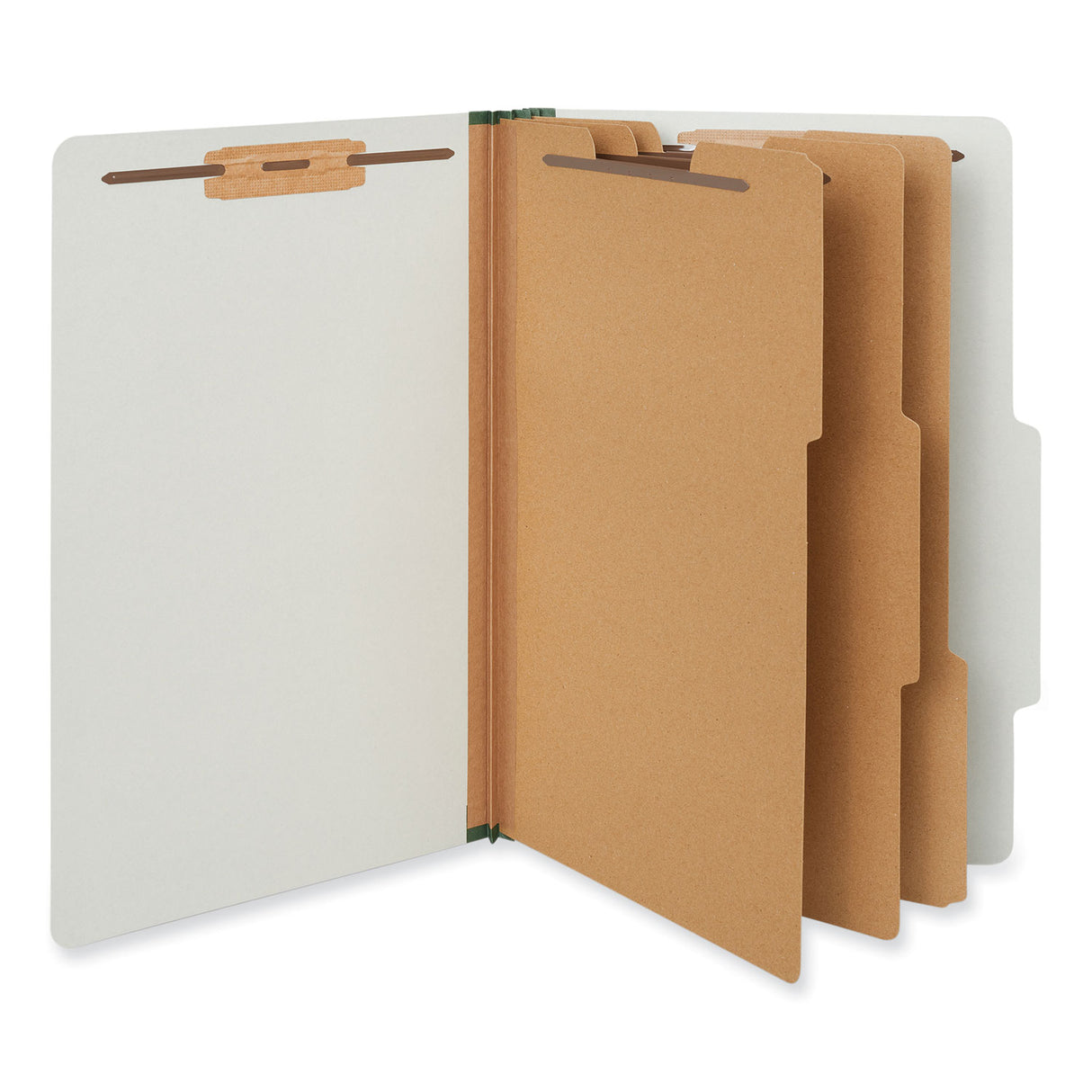 Universal Eight-Section Pressboard Classification Folders, 3" Expansion, 3 Dividers, 8 Fasteners, Legal Size, Gray Exterior, 10/Box (UNV10297)