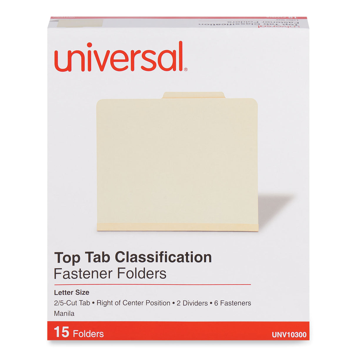 Universal Six-Section Classification Folders, 2" Expansion, 2 Dividers, 6 Fasteners, Letter Size, Manila Exterior, 15/Box (UNV10300)