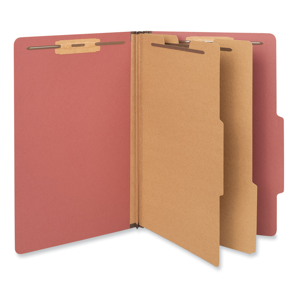 Universal Six-Section Classification Folders, Heavy-Duty Pressboard Cover, 2 Dividers, 6 Fasteners, Legal Size, Brick Red, 20/Box (UNV10403)