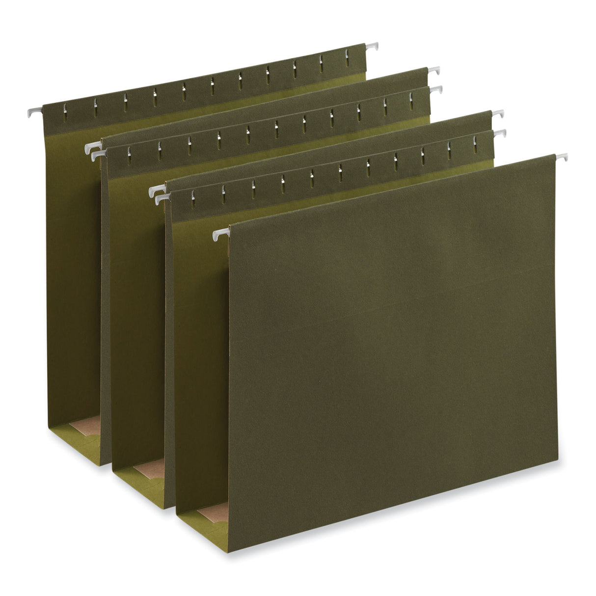 Universal Box Bottom Hanging File Folders, 3" Capacity, Letter Size, 1/5-Cut Tabs, Standard Green, 25/Box (UNV14143)