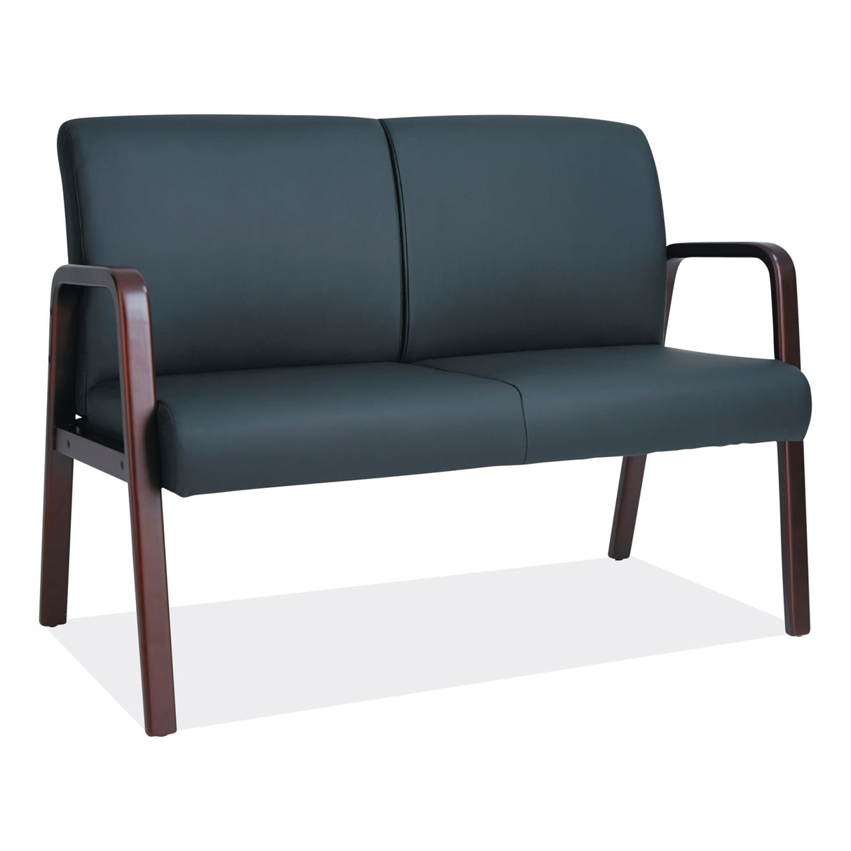 Alera Reception Lounge Series Wood Loveseat, 44.88w x 26.13d x 33h, Black/Mahogany (ALERL2219M)