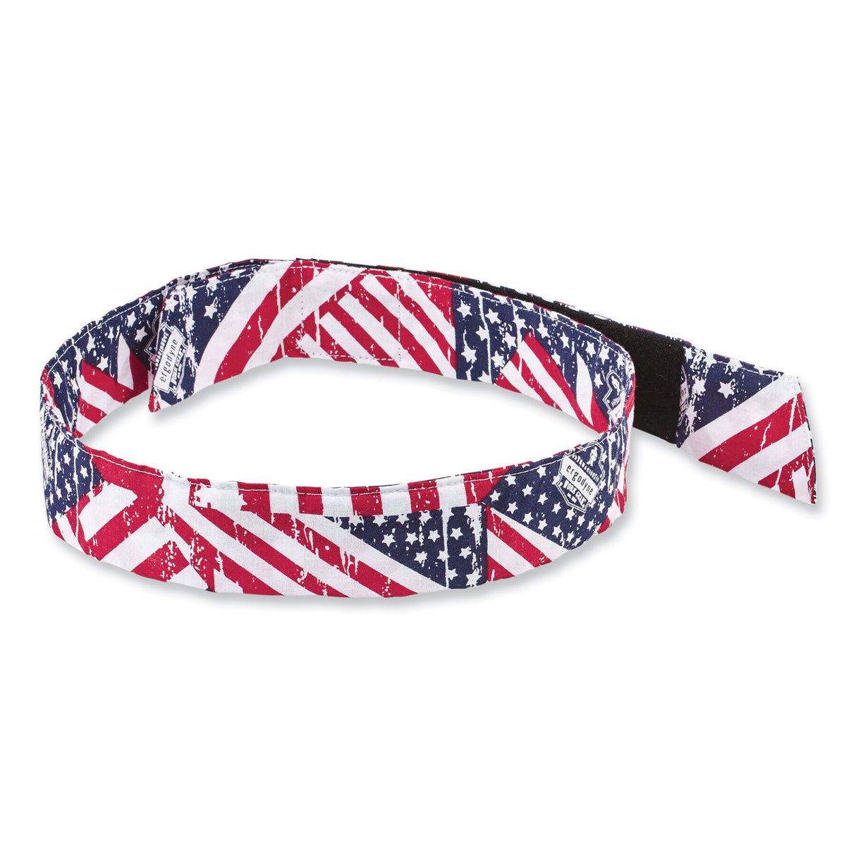 ergodyne Chill-Its 6705 Cooling Embedded Polymers Hook and Loop Bandana Headband, One Size Fits Most, Stars and Stripes (12313)