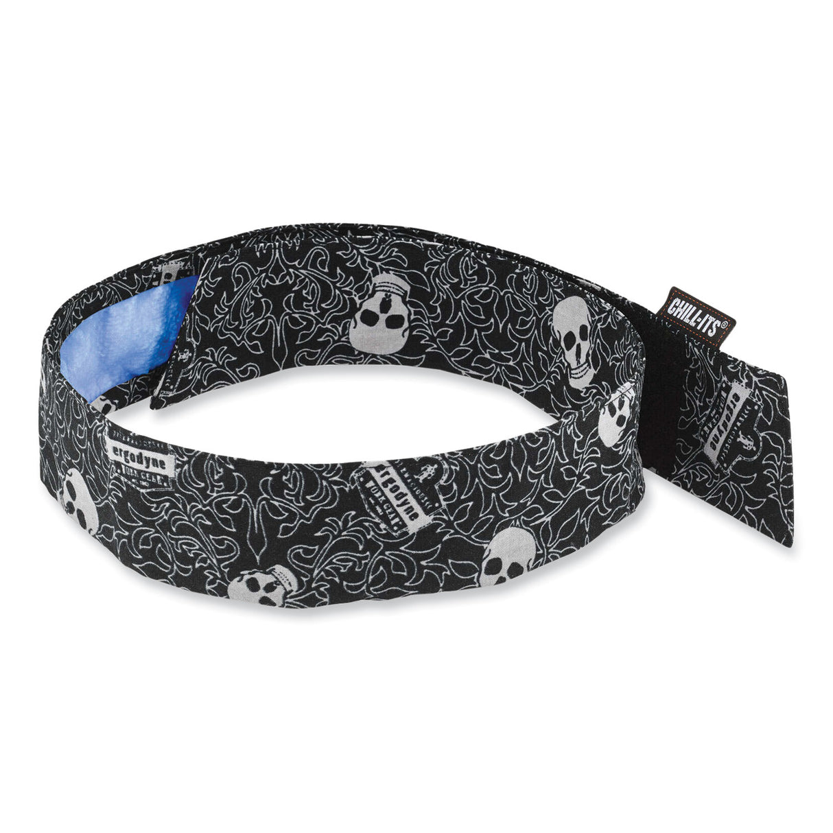 ergodyne Chill-Its 6705CT Cooling PVA Hook and Loop Bandana Headband, One Size Fits Most, Skulls (12579)
