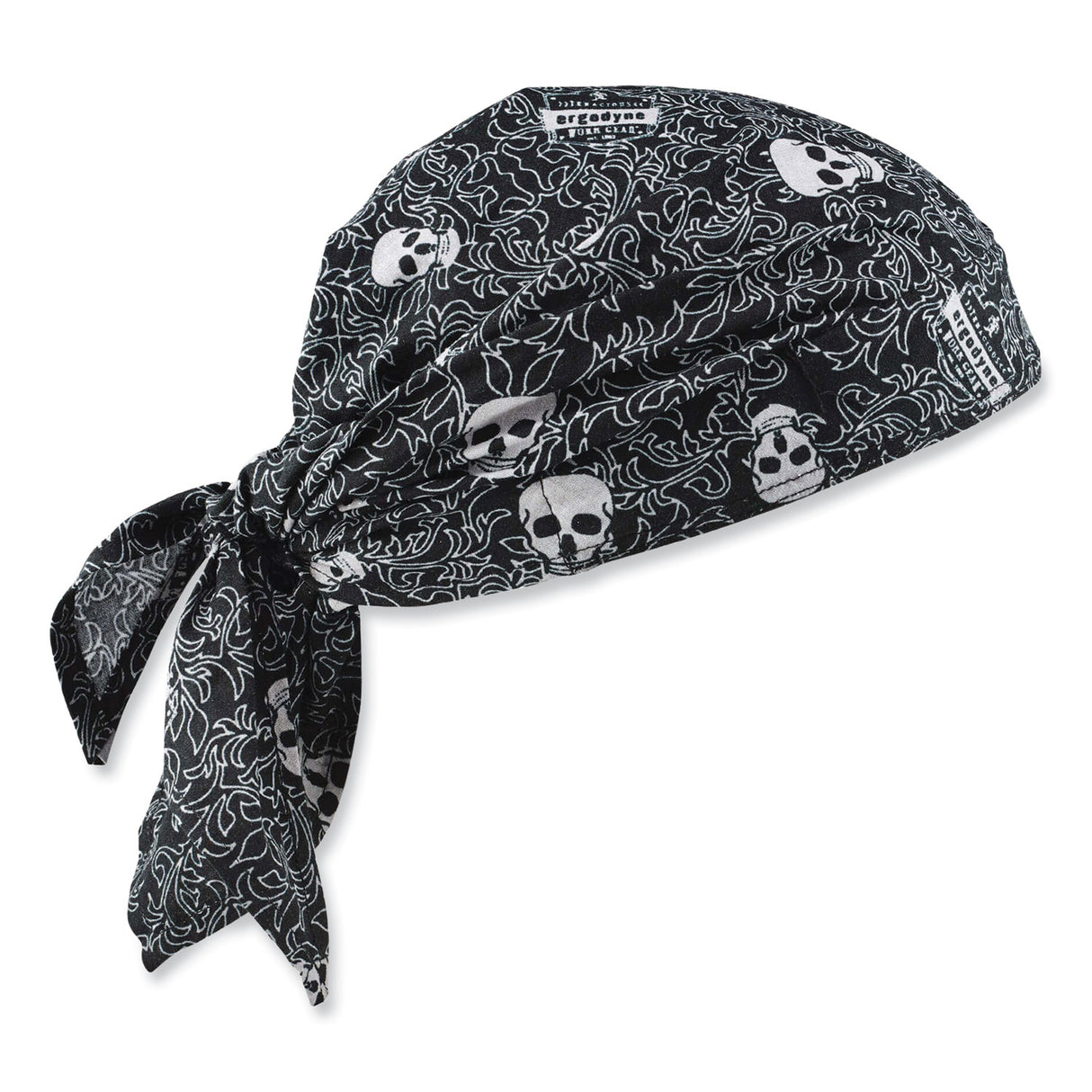 ergodyne Chill-Its 6710 Cooling Embedded Polymers Tie Bandana Triangle Hat, One Size Fits Most, Skulls (12359)